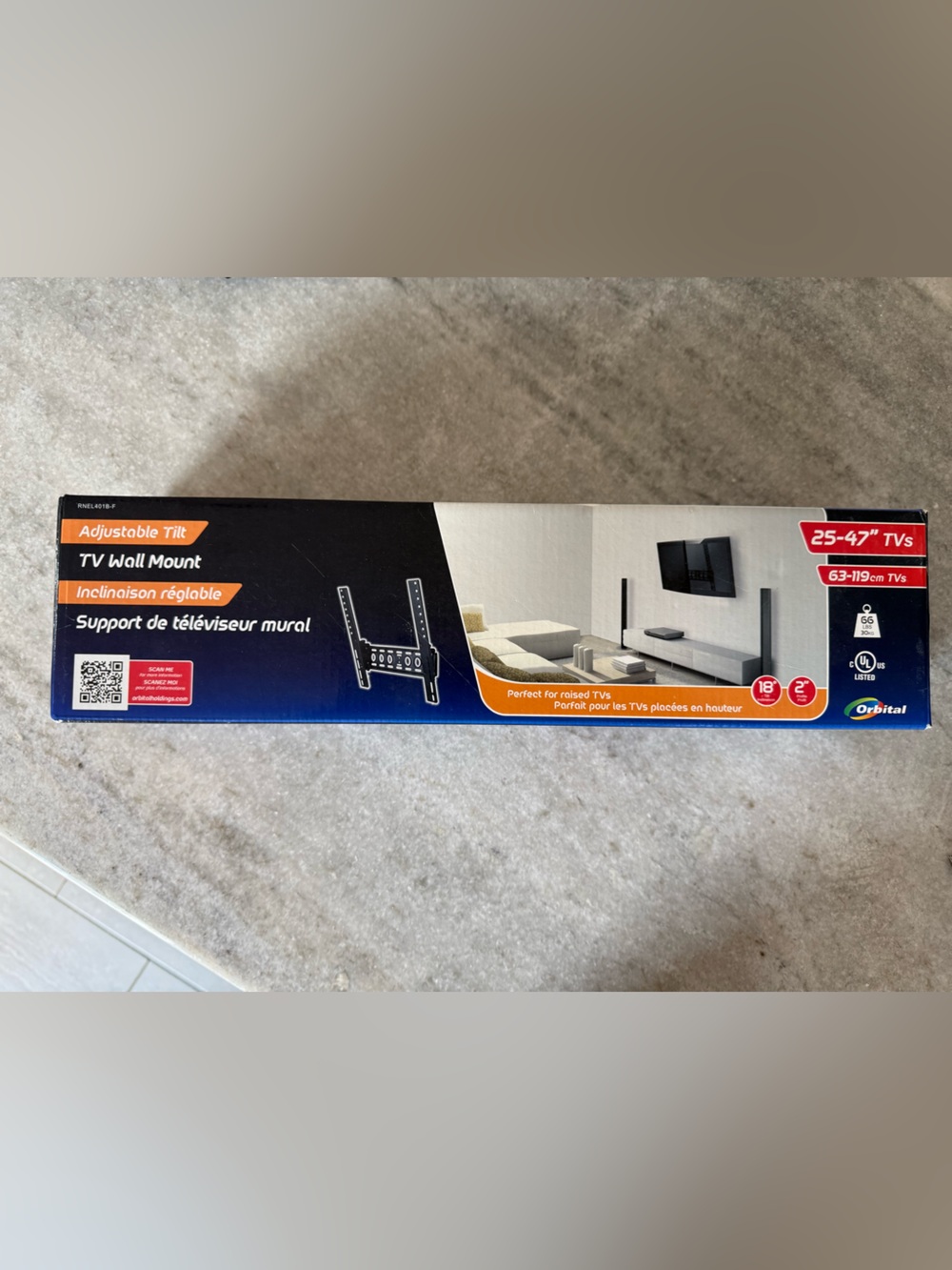 Orbital Adjustable Tilt TV Wall Mount (Model RNEL4018-F) never used in box. - Picture 3 of 11